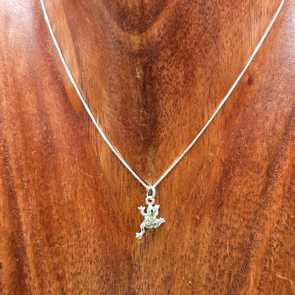 Silver & Green rhinestone necklace